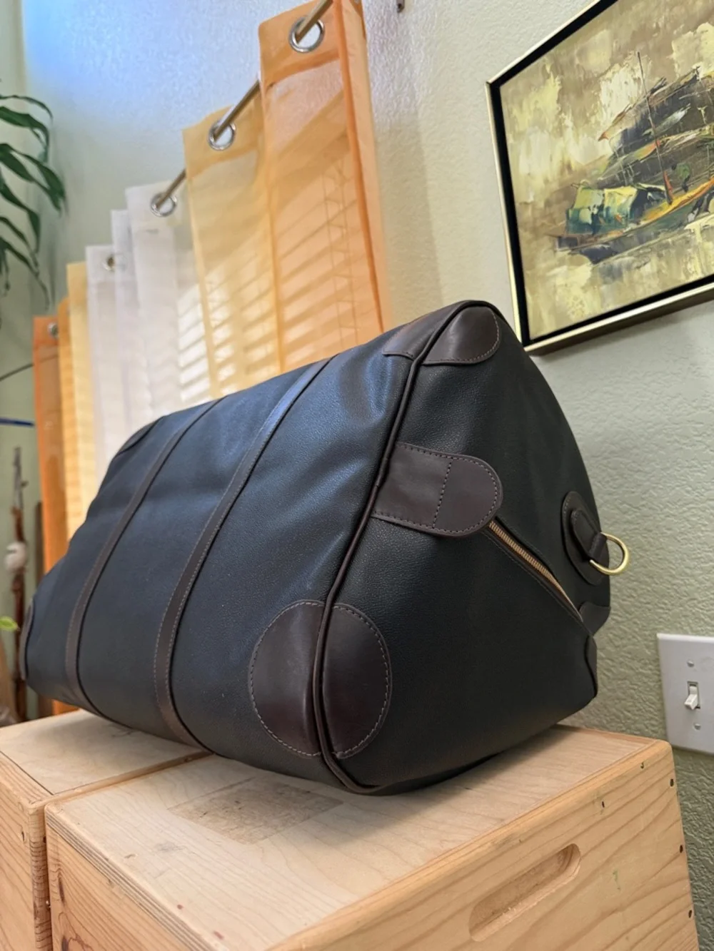 VINTAGE MULHOLLAND BROTHERS HANDMADE 100% LEATHER DUFFLE BAG. NWT - Picture 7 of 12